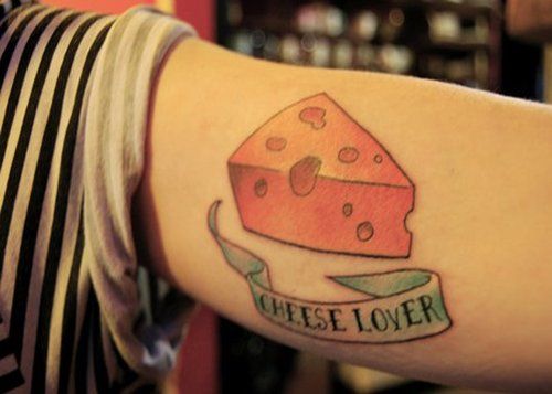 Tattoo holed cheese, cheese lover