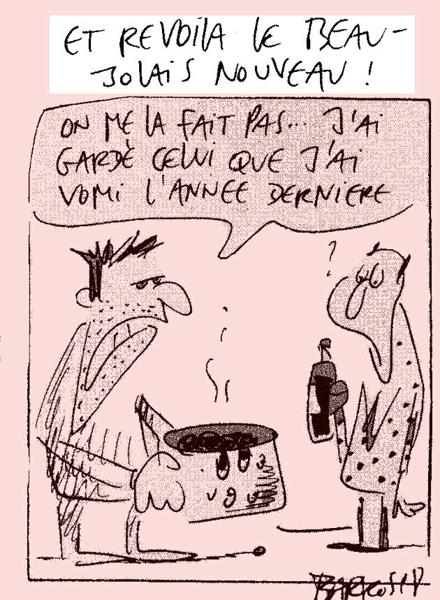 bouteille beaujolais nouveau vomi bande dessinée